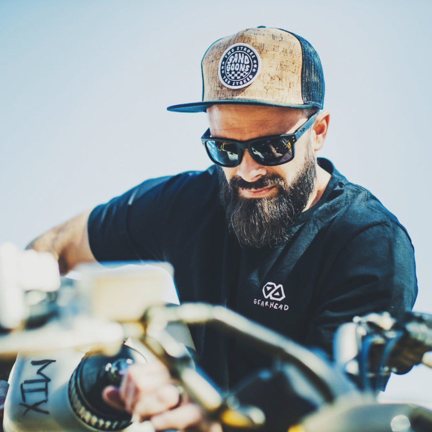 TWO STROKE, TOO STOKED FLAT BILL TRUCKER HAT