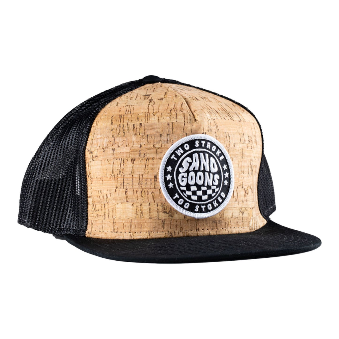 TWO STROKE, TOO STOKED FLAT BILL TRUCKER HAT