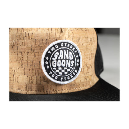 TWO STROKE, TOO STOKED FLAT BILL TRUCKER HAT